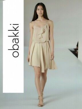 Obakki Fluid Silk Cream Ruffle Ethereal Asymmetric Flowy Runway Fairy Dress 2